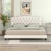 Upholstered Curved Tufted Linen Platform Bed Frame, King