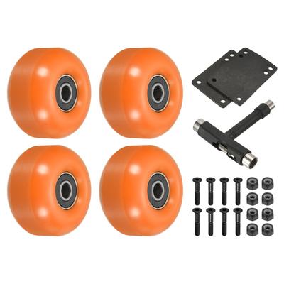 52mm Skateboard Wheels and Bearings Set Street Wheels 95A, Orange Black 4pcs