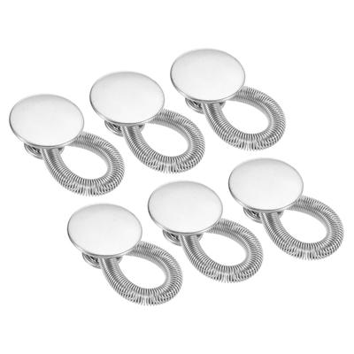 6pcs Waist Extender Buckle Jeans Button Pins Pants Waistband Expander Silver - 17mmx10mm