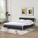 Queen Size Upholstered Platform Bed Frame, Curve Design, Wood Slat Support, Easy Assemble,Mattress No included