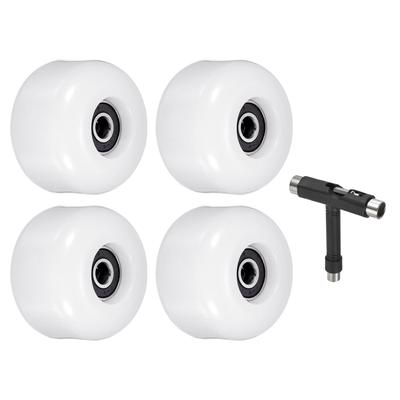 54mm Skateboard Wheel and Bearings Set ABEC-9 Street Wheels 85A, White 4pcs