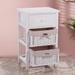 25" Tall 1-Drawer Wood Nightstand with Two Removable Baskets in White