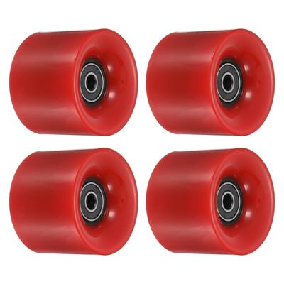 60mm Longboard Wheels with Bearings Skateboard Wheel 80A, Black, Red 4pcs