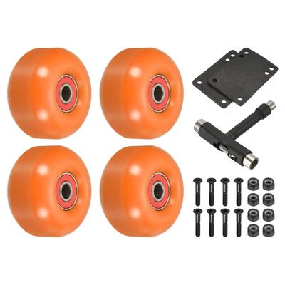 52mm Skateboard Wheels and Bearings Set Street Wheels 95A, Orange Red 4pcs