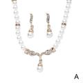 Latest Bridal Wedding Angel Faux Pearls Necklace Studs Earrings Jewelry Set