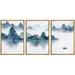 IDEA4WALL Framed Canvas Print Wall Art Set Pastel Blue Mountain Range Boat Sea Nature Wilderness Modern Art Decorative Landscape Rustic for Living Room Bedroom Office - 24 x36 x3 Natural