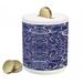 Mandala Piggy Bank Circular Pattern Floral and Modern Bohemian Swirling Art Print Art Ceramic Coin Bank Money Box for Cash Saving 3.6 X 3.2 Purple White and Blue by Ambesonne