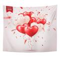 ZEALGNED Valentine s Day Abstract with Red 3D Balloons and Confetti Heart Shape February 14 Love Romantic Wedding Wall Art Hanging Tapestry Home Decor for Living Room Bedroom Dorm 51x60 inch