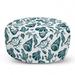 Marine Pouf Cover with Zipper Vintage Sketch of Nautical as Seashells Seahorses and Starfish Soft Decorative Fabric Unstuffed Case 30 W X 17.3 L White and Dark Teal by Ambesonne