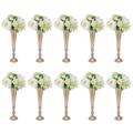 10 Pcs Wedding Centerpieces Gold Metal Vase Desktop Flower Stand Wedding Event Flower Holder (5*5*20.5 Each)