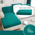 SDJMa Stretch Sofa Cushion Cover for Individual Cushion Sofa Chaise Longue Sofa Slipcover for Cushion Couch Soft Furniture Protector (Green Chaise Longue(Right))