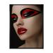 Red Lips Black Makeup On The Eyes of Mask Girl 16 in x 32 in Framed Photography Canvas Art Print by Designart