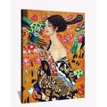 Gustav Klimt Canvas Art Klimt Women With Fan Framed Painting Wall Art For Bedroom Livingroom Office Ready to Hang