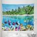 Island Tapestry Sandy Seacoast the Underwater Aquatic World in Maldives Travel Diving Paradise Photo Fabric Wall Hanging Decor for Bedroom Living Room Dorm 5 Sizes Multicolor by Ambesonne