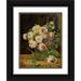 Ferdinand Georg WaldmÃ¼ller 12x14 Black Ornate Wood Framed Double Matted Museum Art Print Titled: Rose Bouquet at the Window (1832)