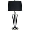NEW Black Painted Base w/ Crystal & Black Fabric Shade 28 Table Lamp 31127