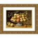 Manner of Fede Galizia 24x18 Gold Ornate Framed and Double Matted Museum Art Print Titled - Still Life with Apples on a Majolica Tazza Together with Medlars and White Currants