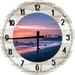 Large Wood Wall Clock 24 Inch Round Sunset Tropical Beachy Wall Art Relax for Kitchen Round Small Battery Operated White