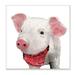 Stupell Industries Simple Country Farm Pig Wearing Red Bandana Wood Wall Art 12 x 12 Design by White Ladder