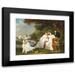 AdÃ¨le Romany 18x15 Black Modern Framed Museum Art Print Titled - A Portrait of a Family with Their Pug in a River Landscape