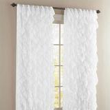 2 Piece Rod Pocket Sheer Voile Vertical Ruffled Waterfall Window Curtain Panels Set (84 Long White)