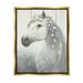 Stupell Industries Spirit Stallion Horse with Flower Crown Metallic Gold Framed Floating Canvas Wall Art 24x30 by James Wiens