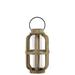 Small Wood Cylinder Lantern with Metal Handle & Hurricane Candle Holder Natural Finish - Brown