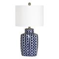 Maklaine Modern Porcelain Table Lamp in Blue and White Chevron