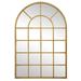 44 Inch Wood Wall Mirror Arched Windowpane Shape Antique Gold Saltoro Sherpi