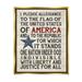 Stupell Industries Pledge of Allegiance Stars and Stripes Americana Rustic Wood Look Sign Metallic Gold Framed Floating Canvas Wall Art 24x30 by Jo Moulton