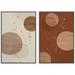 IDEA4WALL Framed Wall Art Print Set Brown and Tan Striped Circles with Paint Splatter Abstract Shapes Modern Contemporary for Living Room Bedroom Office - 24 x36 x2 White