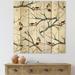 Designart Little Birds Sitting On The Tree Branches I Traditional Print on Natural Pine Wood