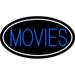 Movies With Border LED Neon Sign 20 Tall x 37 Wide - inches Black Square Cut Acrylic Backing with Dimmer - Premium built indoor Sign for Storefront Store interior CafÃ© Events Cinema.