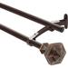 Deco Window 1 Pc 36 -66 Extendable Double Curtain Rod for Windows With Hexagon Finials (19mm Diameter Brown)