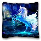WinHome Custom Secret Forest White Unicorn Horse On Lake Rainbow Moon Light Throw Pillow Case Creative Personalized Pillowcase Bedding Pillow Slips Size 18x18 Inches Two Side Print