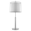 HomeRoots 399130 30.5 x 13.5 x 13.5 in. Nimbus 1-Light Metallic Silver & Polished Chrome Table Lamp with Sheer Snow Double Shantung Shade