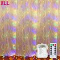 Curtain Lights - 300 LED Window Curtain String Lights with 8 Modes Battery Operation Hanging Wall Fairy Light for Indoor/Bedroom/Wedding/Party/Xmas/Decorative(9.8x9.8 FT Colorful)