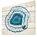 Designart Blue Agate Crystal Abstract Print on Natural Pine Wood Art Print 20 x 12