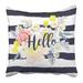 BPBOP Yellow Delicate Bouquet on the Striped Nautical for Tee with Message Hello Design Artwork for Pink Pillowcase Pillow Cover 16x16 inches