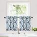 HOMERRY 28 W x 24 L Kitchen Curtains Morocco Print Polyester Cotton Rod Pocket Blackout Short Curtain Set Green Gray 2 Panels