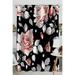 ECZJNT pink roses on black floral Blackout Window Curtain Drapery Panels 52x84 Inch One Piece