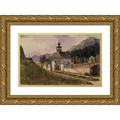 Rudolf von Alt 14x11 Gold Ornate Wood Frame and Double Matted Museum Art Print Titled - Graveyard in Ischl (1838)