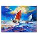 Designart Sailships On The Ocean Waves During Evening Nautical & Coastal Canvas Wall Art Print