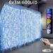 10/100/200/300/600 LED LED Curtain Lights Fairy String Light Waterprrof 8 Modes Fairy Light Curtain Light with Remote Control & Hanging Hooks for Bedroom/Window/Wedding/Party