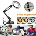 Basstop 8X Magnifying Lamp with Big Clamp 3 Adjustable LED Light Magnifier Desk Lamps for Reading/Office/Hobbies/Crafts