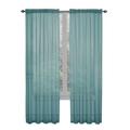 2 Piece Solid Sheer Window Curtain Panels Sheer Rod Pocket Curtain Panel (78 X 40 Green)