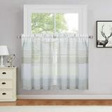 Living Room Sheer Curtains Plaid Print Curtains for Bedroom Window Curtains Set with Grommets 2 Panels Green 27 *30