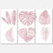 Designart Tropical Pink Watercolour Leaves On White I Shabby Chic Canvas Wall Art Print