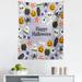 Halloween Tapestry Happy Halloween Lettering with Scary Symbols and Candies Pattern Fabric Wall Hanging Decor for Bedroom Living Room Dorm 5 Sizes Pastel Purple Multicolor by Ambesonne