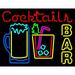 Cocktails Bar Open LED Neon Sign 15 x 19 - inches Clear Edge Cut Acrylic Backing with Dimmer - Bright and Premium built indoor LED Neon Sign for Bar decor.